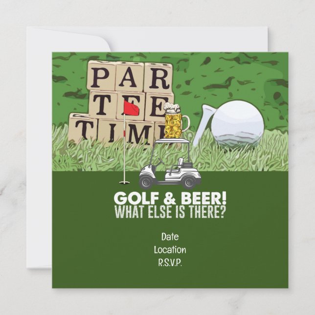 Golf Party Golf and Beer Funny Saying for golfer Invitation (Front)