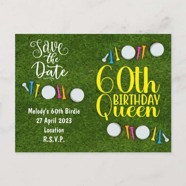 Golf Party invitation Save the Date 60th Birthday (Front)