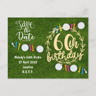 Golf Party invitation Save the Date 60th Birthday Postcard