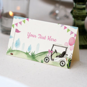 Golf Party Pink Girl Birthday Place Card