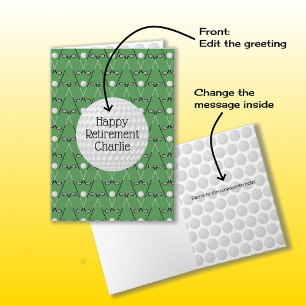 Golf pattern custom name Retirement Card