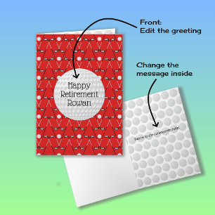 Golf pattern custom name Retirement Card