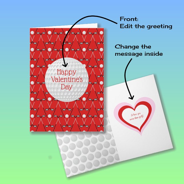 Golf pattern custom text Valentine's Day Card (Creator Uploaded)