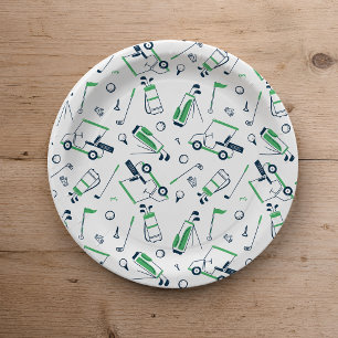 Golf Pattern Paper Plates