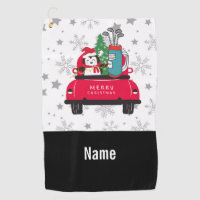 Golf Penguin golfer with golf cart Merry Christmas