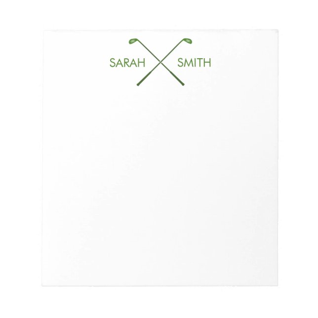 Golf Personalised Custom Name Green Notepad (Front)
