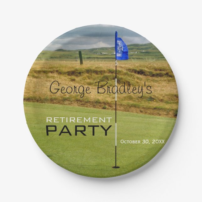 Golf Personalised Retirement Party Paper Plate (Front)