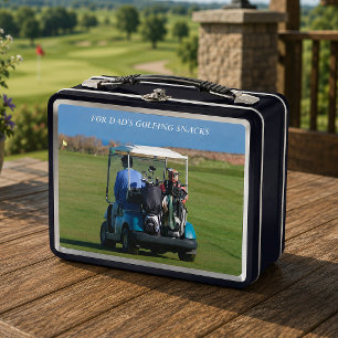 Golf Photo Caddy Snacks Golfer's Metal Lunch Box