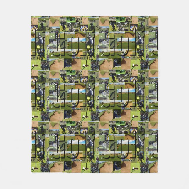 Golf Photo Collage And Logo, Medium Fleece Blanket (Front)