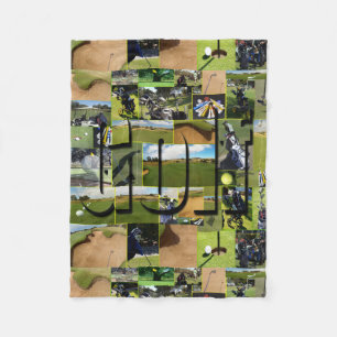 Golf Photo Collage And Logo, Small Fleece Blanket