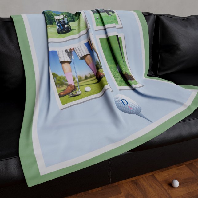 Golf Photo Collage Personalised Fleece Blanket (Creator Uploaded)