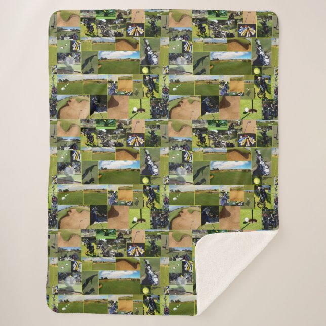 Golf Photo Collage,  Sherpa Blanket (Front)