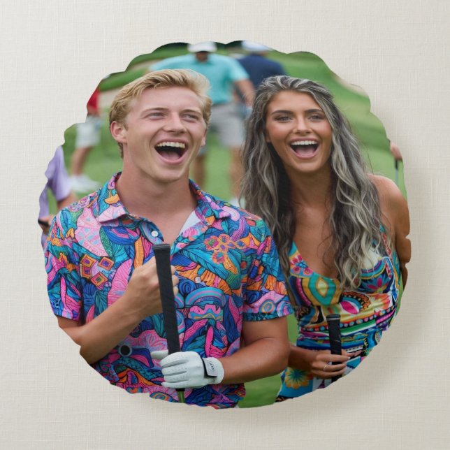 Golf Photo Customize Personalize Round Cushion (Front)