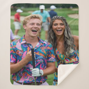 Golf Photo Customize Personalize Sherpa Blanket