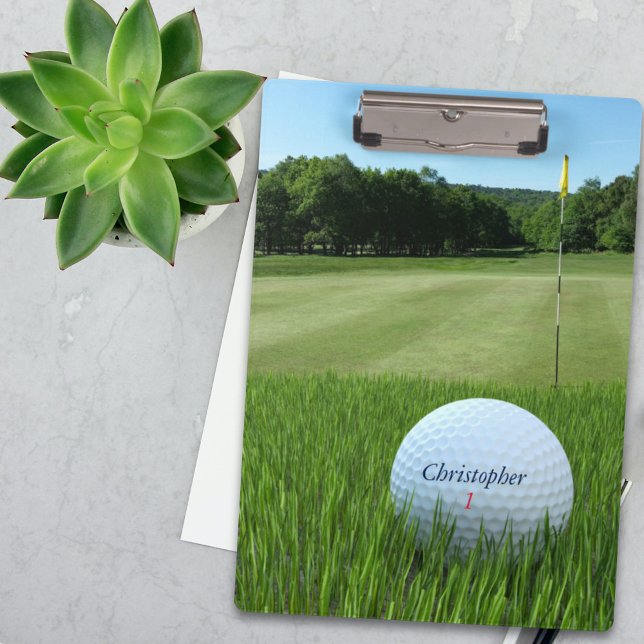 Golf Photo Golfer Name Golfing Dad Clipboard (Clipboard with space for your name and number. Perfect gift for Golfing Dad!)