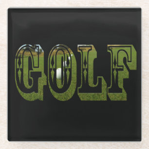 Golf Picture Logo With Balls, Glass Coaster
