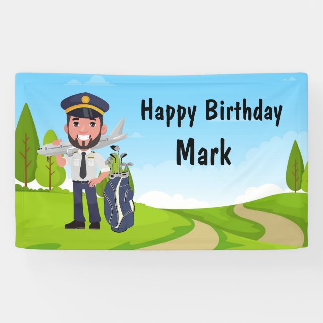 Golf Pilot Birthday Party  Banner (Horizontal)