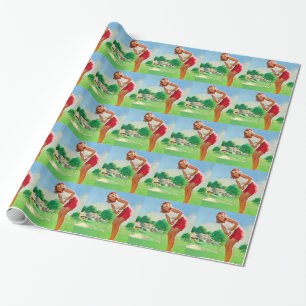 Golf Pin Up Wrapping Paper