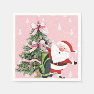 Golf Pink Christmas themed for Lady Golfer Napkin