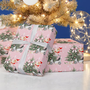 Golf Pink Christmas themed for Lady Golfer Wrapping Paper