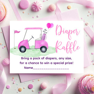 Golf Pink Girl Baby Shower Diaper Raffle Enclosure Card