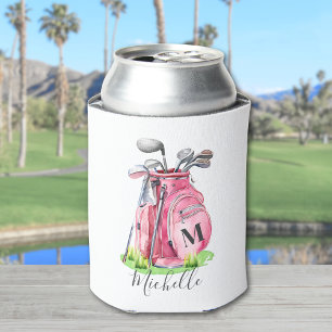 Golf Pink Monogram Can Cooler