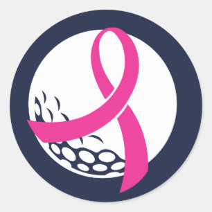 Golf Pink Ribbon Breast Cancer Awareness Classic Round Sticker