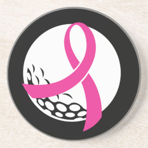 Golf Pink Ribbon Breast Cancer Awareness Coaster