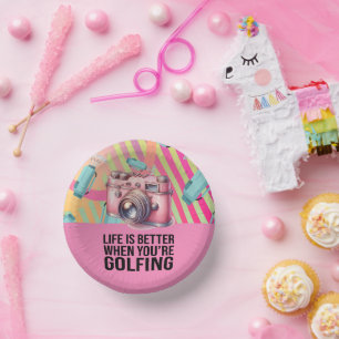 Golf Pink Themed for Woman Golfer Party Paper Plate