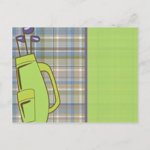 golf plaid with bag postcard