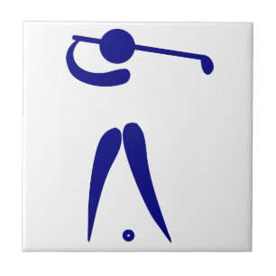 Golf Player Blue White Sports, add text and colour Ceramic Tile