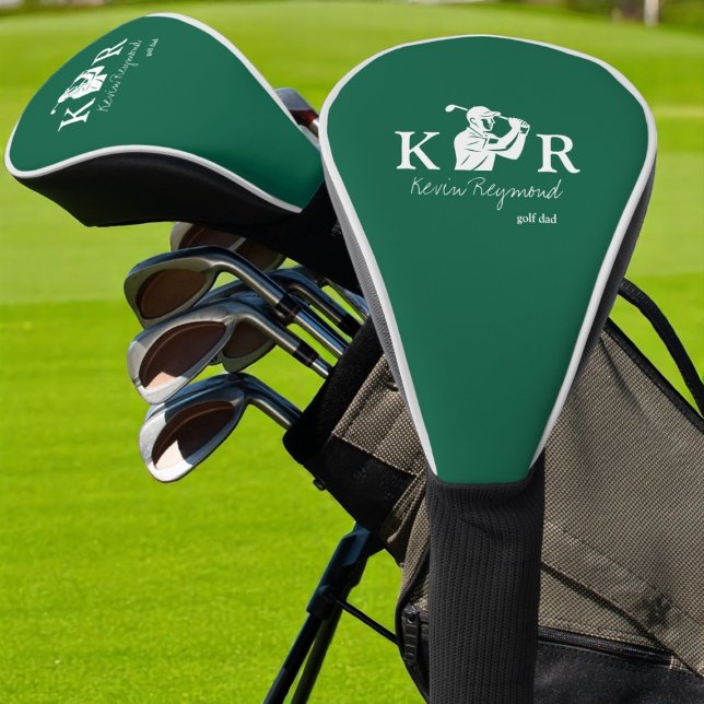 Golf Player Classic Monogram Golfer hunter-green Golf Head Cover (Creator Uploaded)