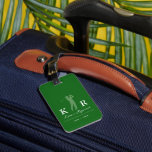 Golf Player Cool Classy Monogram Luggage Tag<br><div class="desc">An elegant and stylish tag to identify your golf things... with a monogrammed design for golf players, to personalize with his name and initials on a green background... and with template to add a slogan or name of the Golf Club. It features a classic design with a male golfer icon,...</div>