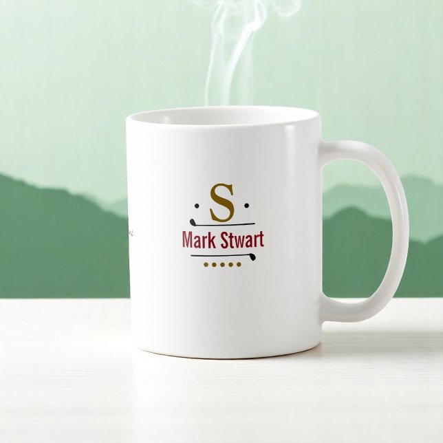golf player custom monogram coffee mug (Creator Uploaded)