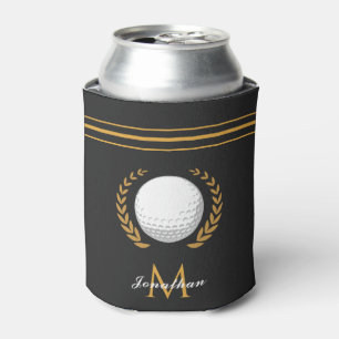 Golf Player Custom Name & Monogram Elegant Classic Can Cooler