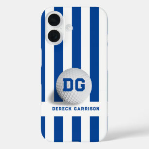 Golf Player Deep Blue Initials iPhone 16 Case
