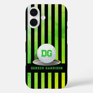Golf Player   Fresh Green Initials iPhone 16 Case