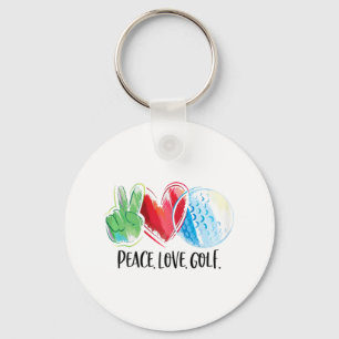 Golf Player Golfing Golf Club Peace Love Golf Key Ring
