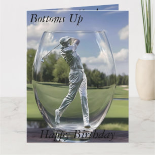 Golf Player In A Glass Tumbler With Golf Course, Card