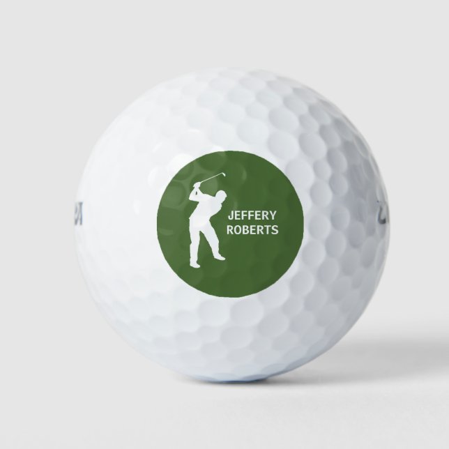 Golf Player Logo with Custom Monogram Name Golf Balls (Front)