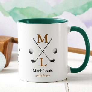 Golf Player Monogram Logo Mug