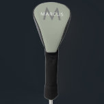 Golf Player Monogram Personalised Modern Driver  Golf Head Cover<br><div class="desc">Stylish Monogrammed Personalised Name and Initial Letter Golf Club Driver Cover with a modern classic sans serif font in black,  white,  grey,  and sage green has a sophisticated look. Custom Driver Covers are great gifts for dads,  grads,  grandpas,  husbands,  and groomsmen and golf outings.</div>