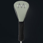 Golf Player Monogram Personalised Modern Driver  Head Cover<br><div class="desc">Stylish Monogrammed Personalised Name and Initial Letter Golf Club Driver Cover with a modern classic sans serif font in black,  white,  grey,  and sage green has a sophisticated look. Custom Driver Covers are great gifts for dads,  grads,  grandpas,  husbands,  and groomsmen and golf outings.</div>
