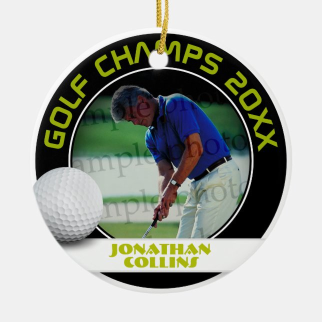 Golf Player Photo | Golf Champs 20XX Ceramic Ornament (Front)