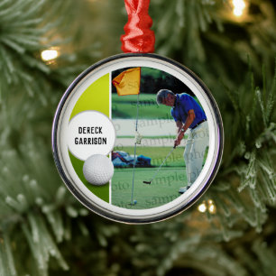 Golf Player Photo Personalizable Metal Ornament