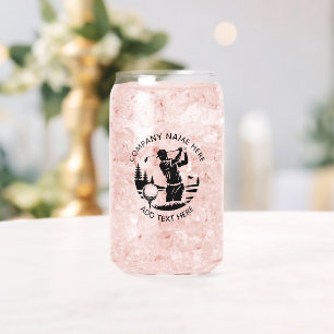 Golf Player Pine Trees Add Name  Can Glass