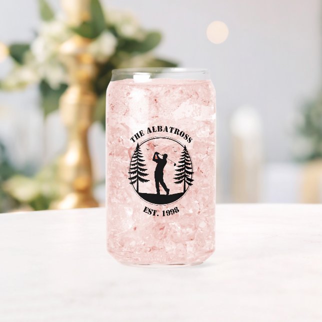 Golf Player Pine Trees Add Name  Can Glass (Insitu (Wedding))