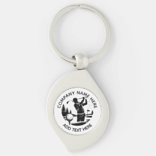 Golf Player Pine Trees Add Name Key Ring