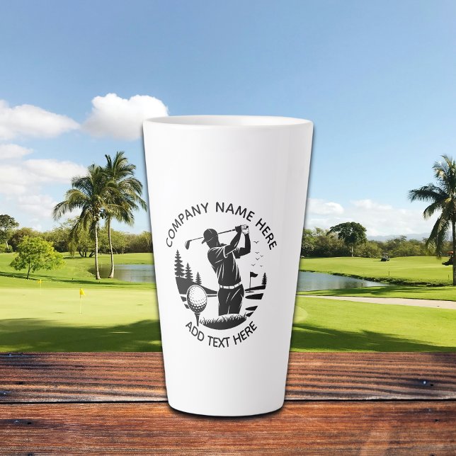 Golf Player Pine Trees Add Name  Latte Mug (Creator Uploaded)