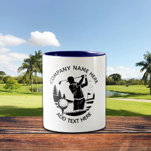 Golf Player Pine Trees Add Name Two-Tone Coffee Mug